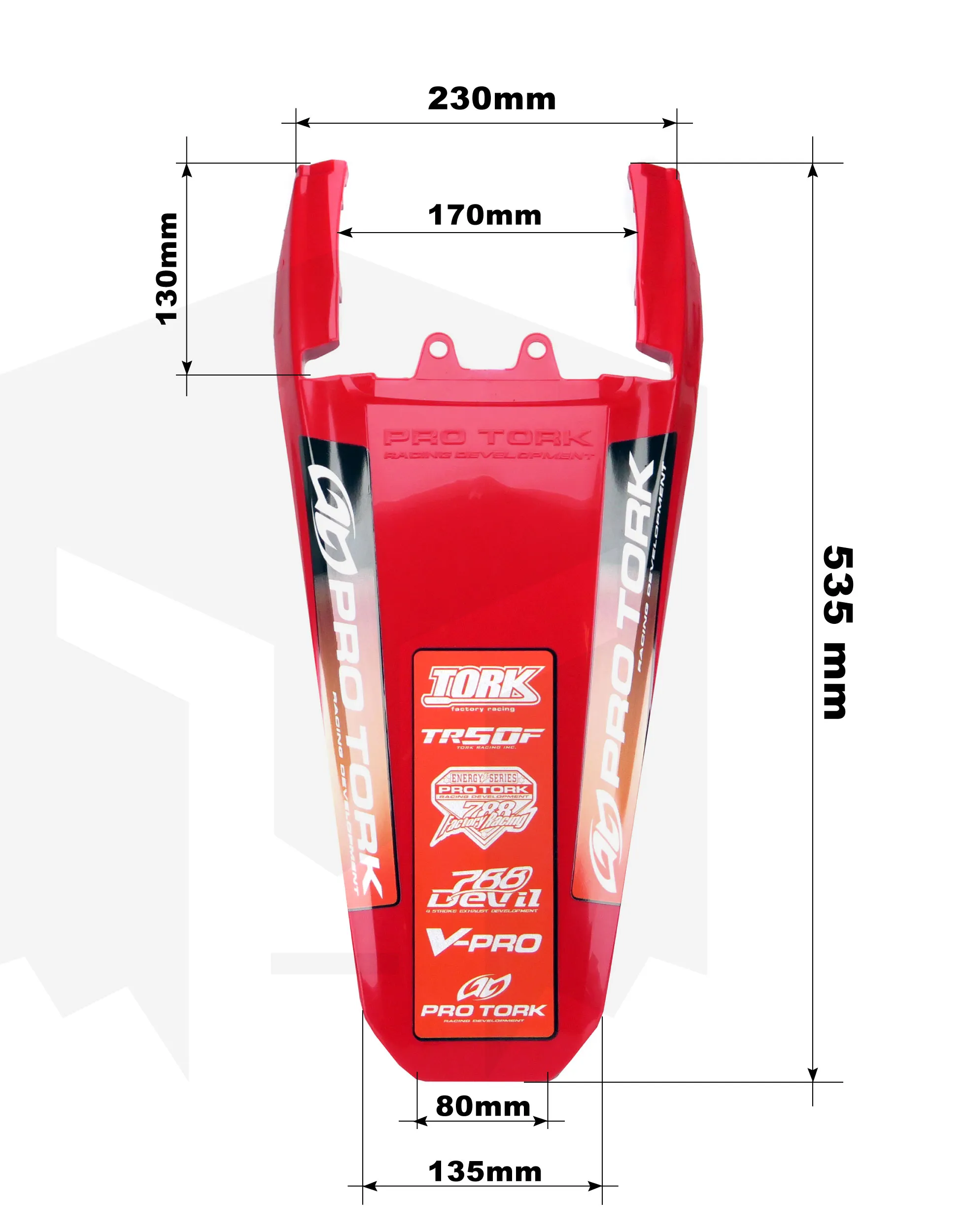Guardabarro Trasero Universal Pro Tork Tornado Rojo Phantom