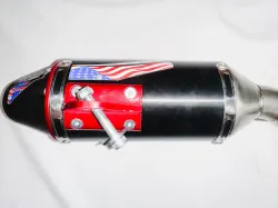 Escape ProTork Powercore 3 Salida Doble con curva Crf 230 Negro + Cacha lateral